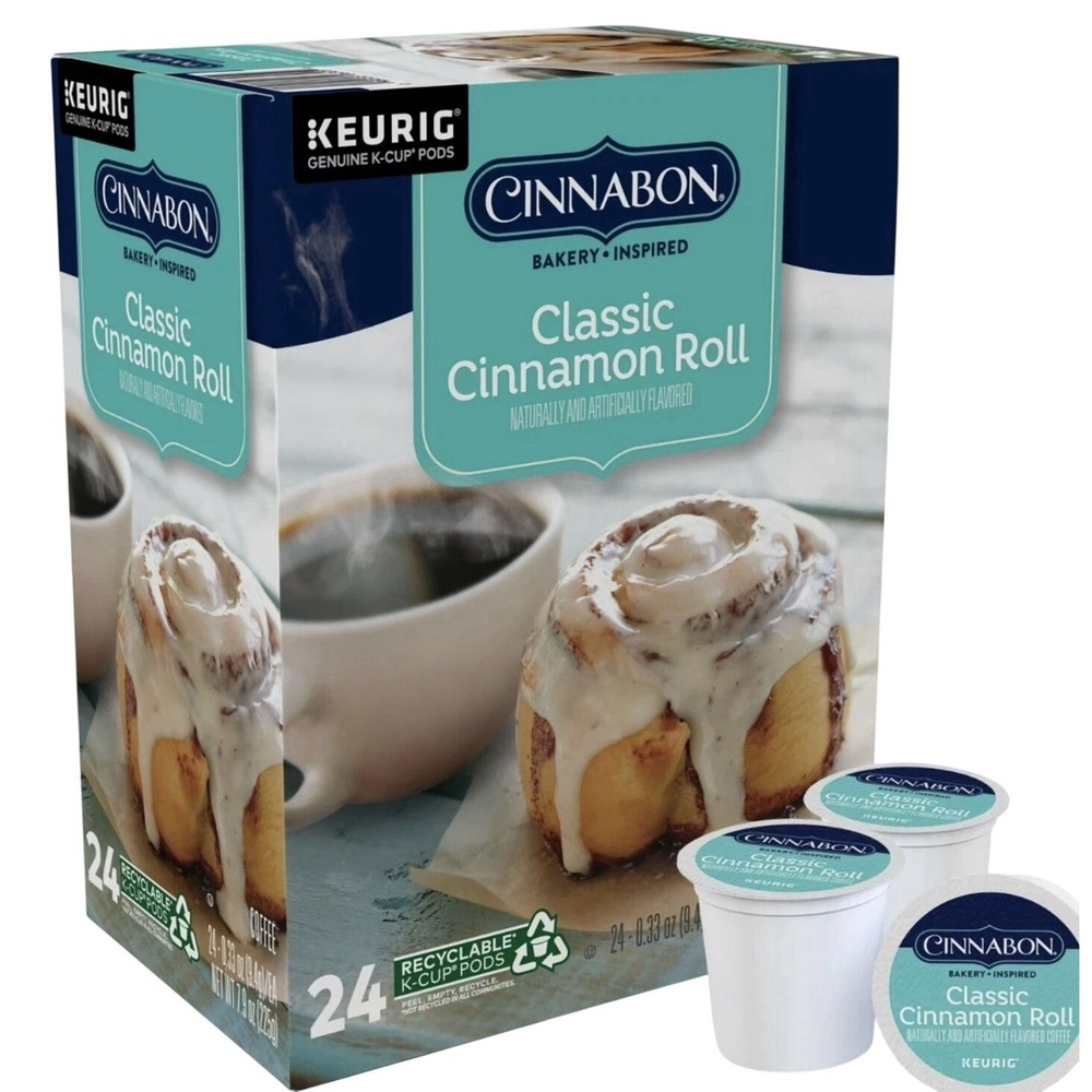 Cinnabon Classic Cinnamon Roll Keurig K-Cup Pods Light Roast Coffee 24 Count HTF
